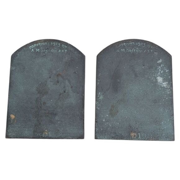 Antique 1923 Abraham Lincoln Bookends by A.M. Greenblatt Bronze Cast Iron - Picture 2 of 8